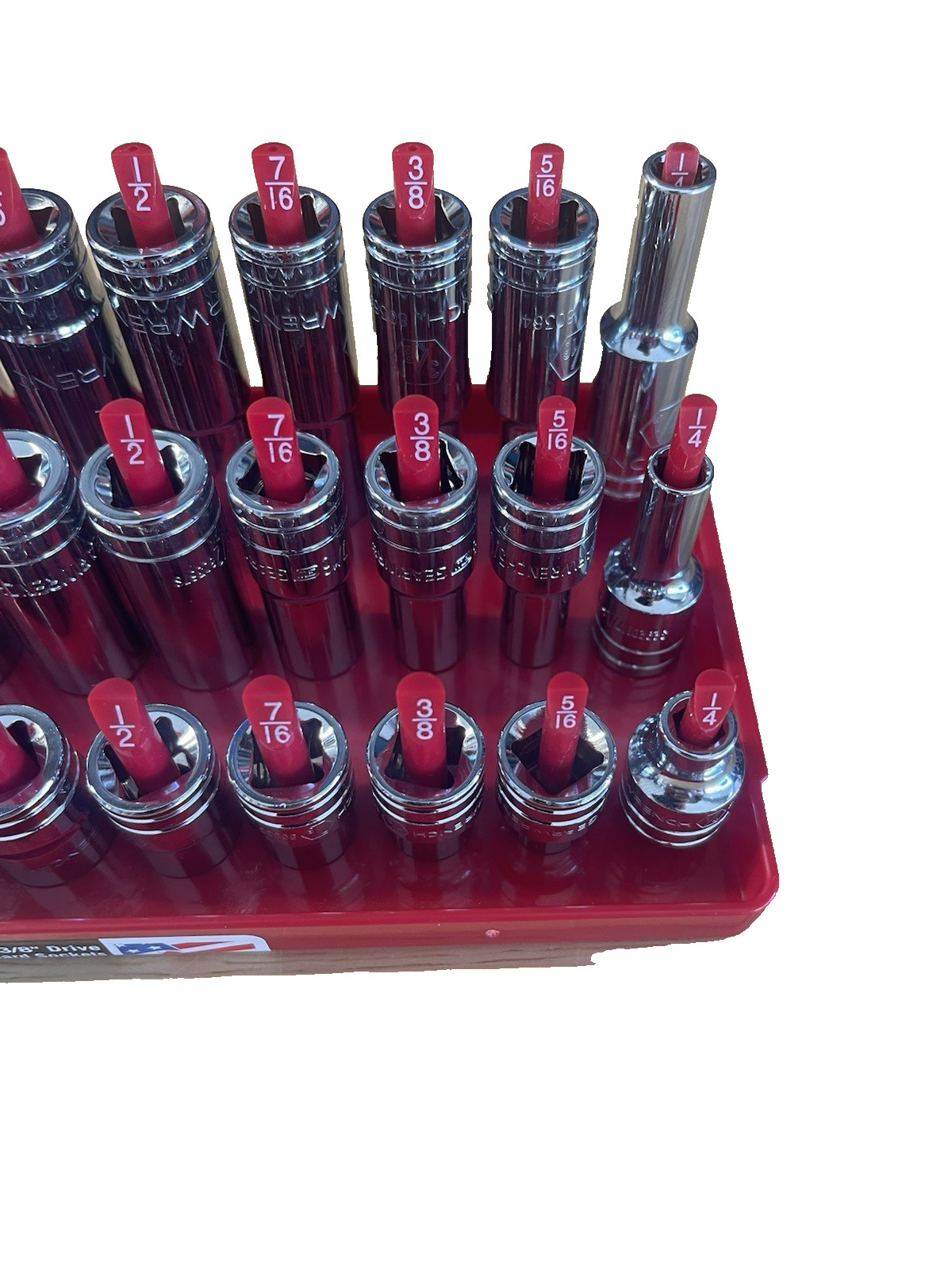 GearWrench 3/8” SAE Shallow Mid Deep Sockets 80553 80555S 80555 w/ Hansen Tray!!