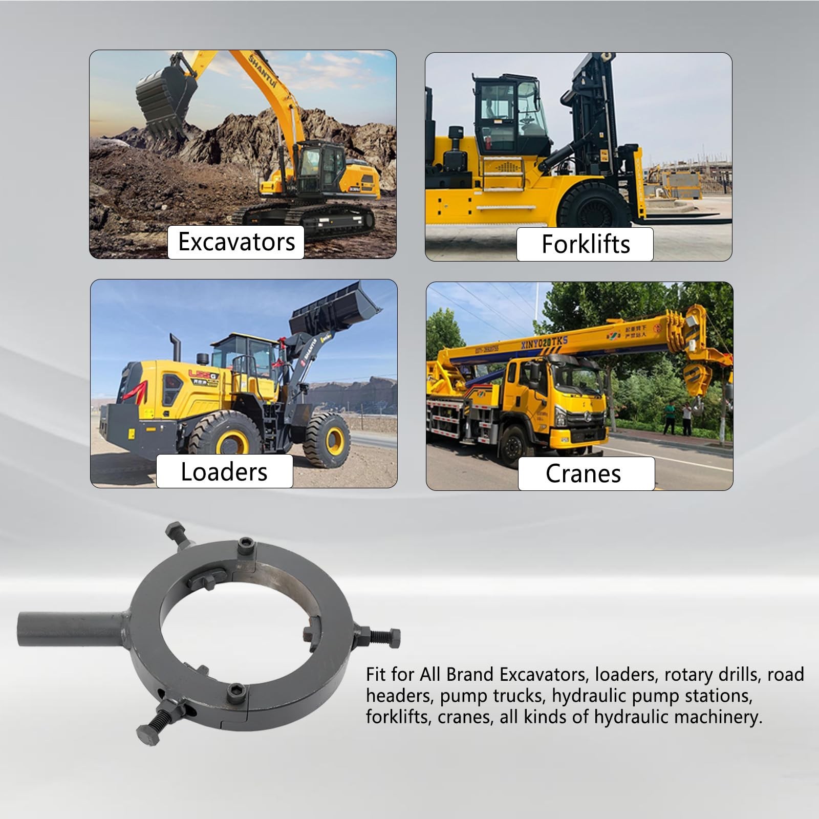 Adjustable 3-Jaw Hydraulic Cylinder Wrench 130-170mm, Heavy Duty Tool for Excava
