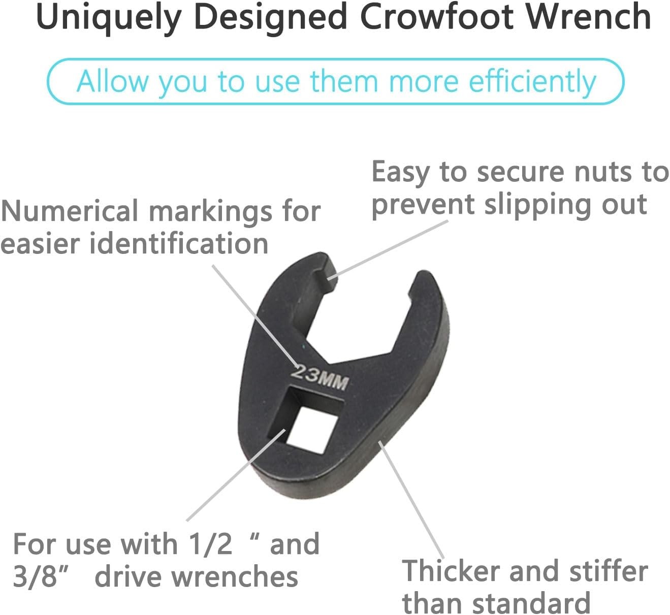 21PCS Heavy Duty Metric Flare Nut Crowfoot Wrench Set 3/8″ 1/2″ Drive