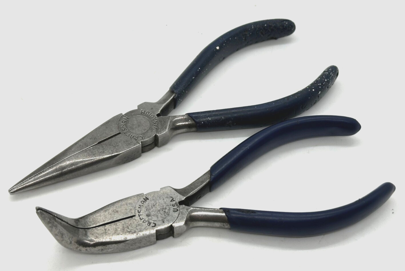 Craftsman Tools BLUE Pliers Bent Curved Needle Nose Side Wire Cutter Set Lot