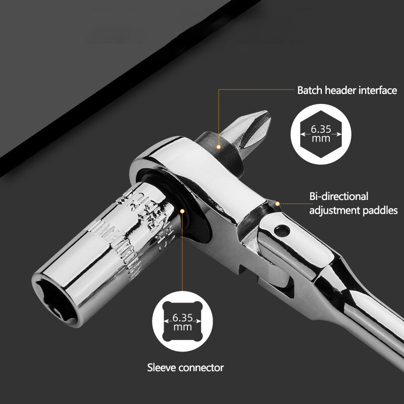 Ratchet Handle Socket Wrench 1/4″ Drive 72 Tooth Flexi Head Stubby 115mm Rounded