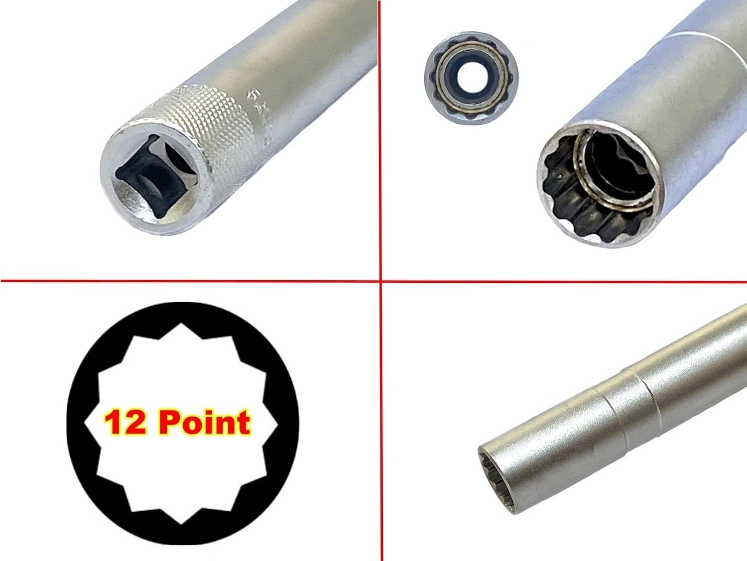 3/8 Inch Driver Magnetic Thin Wall 16 mm Spark Plug Socket 12PT 10 Inch Extra…