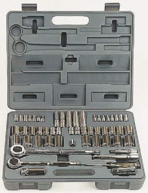 RS Pro 55 Pieces Square Drive Socket Set 1/2 in 1/4 in 3/8 in Sq. – 229-7290