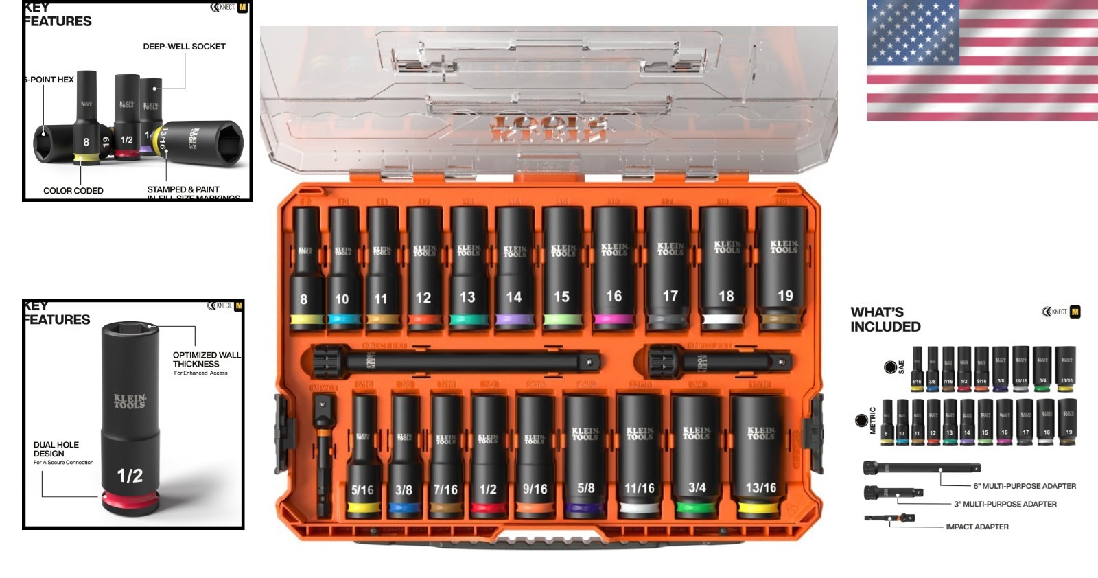 Heavy-Duty 23-Piece SAE & Metric Socket Set – Including Adapters & Organizer