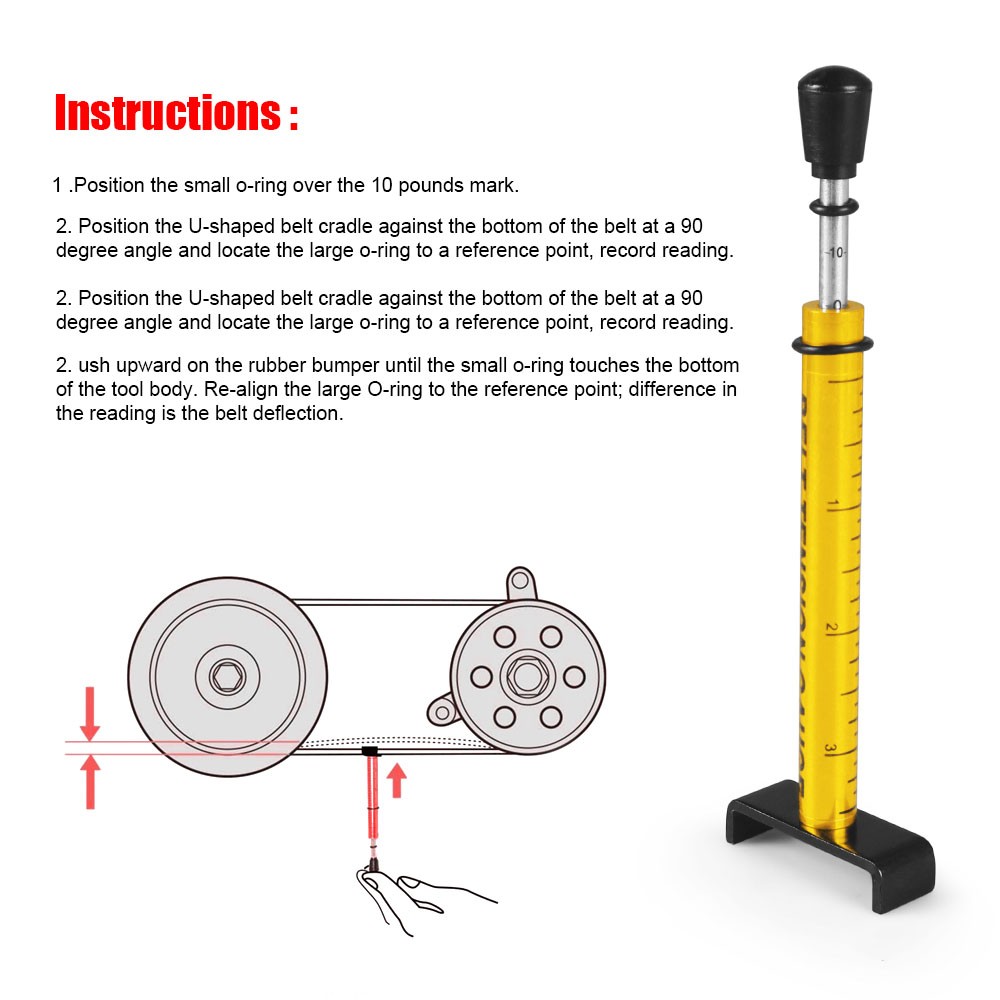 Motorcycle Adjustable Belt Tension Gauge Tool For Harley & All Drive Bike Gold