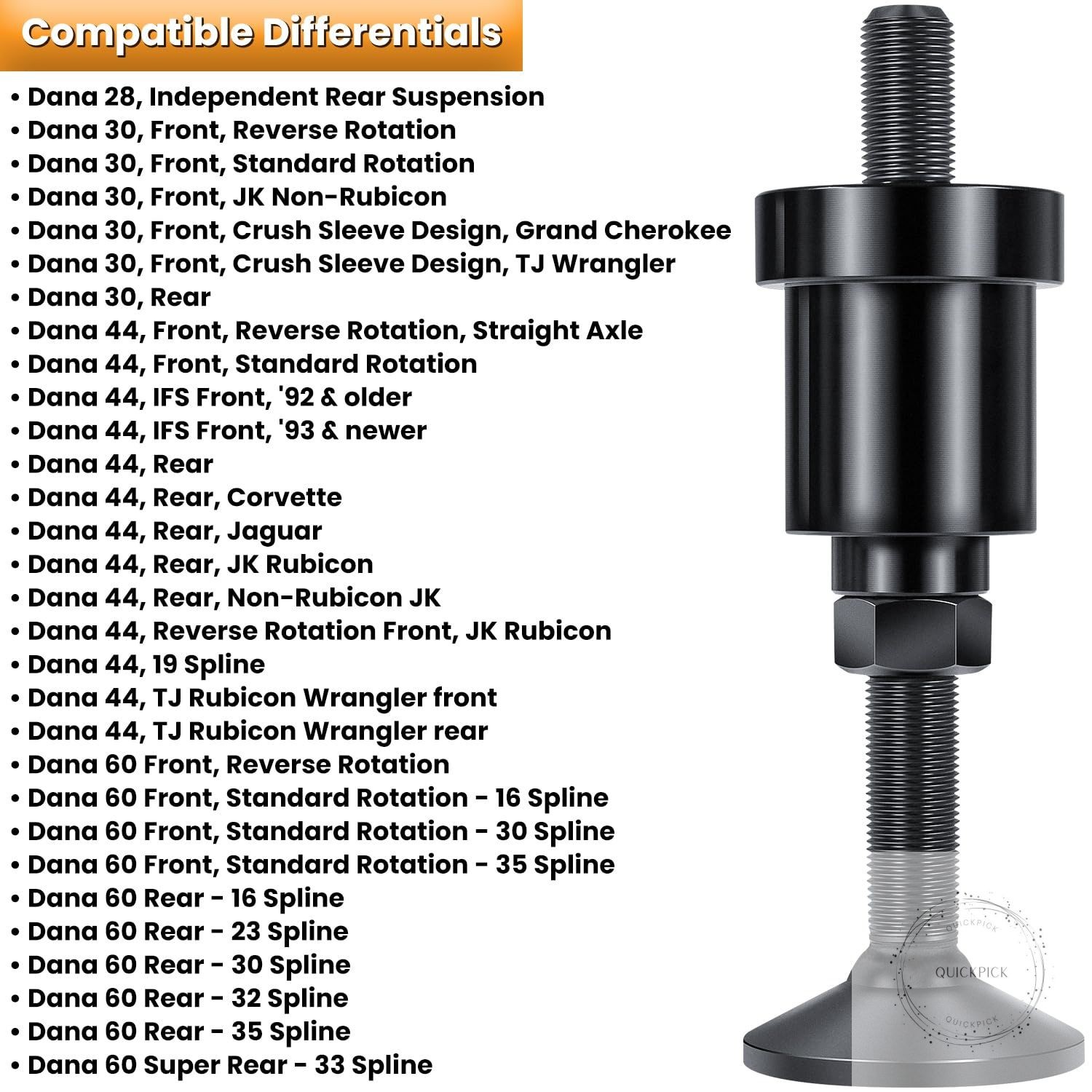 Inner Axle Side Seal Installation Tool For Dana 30/44/60 Front Differentials For