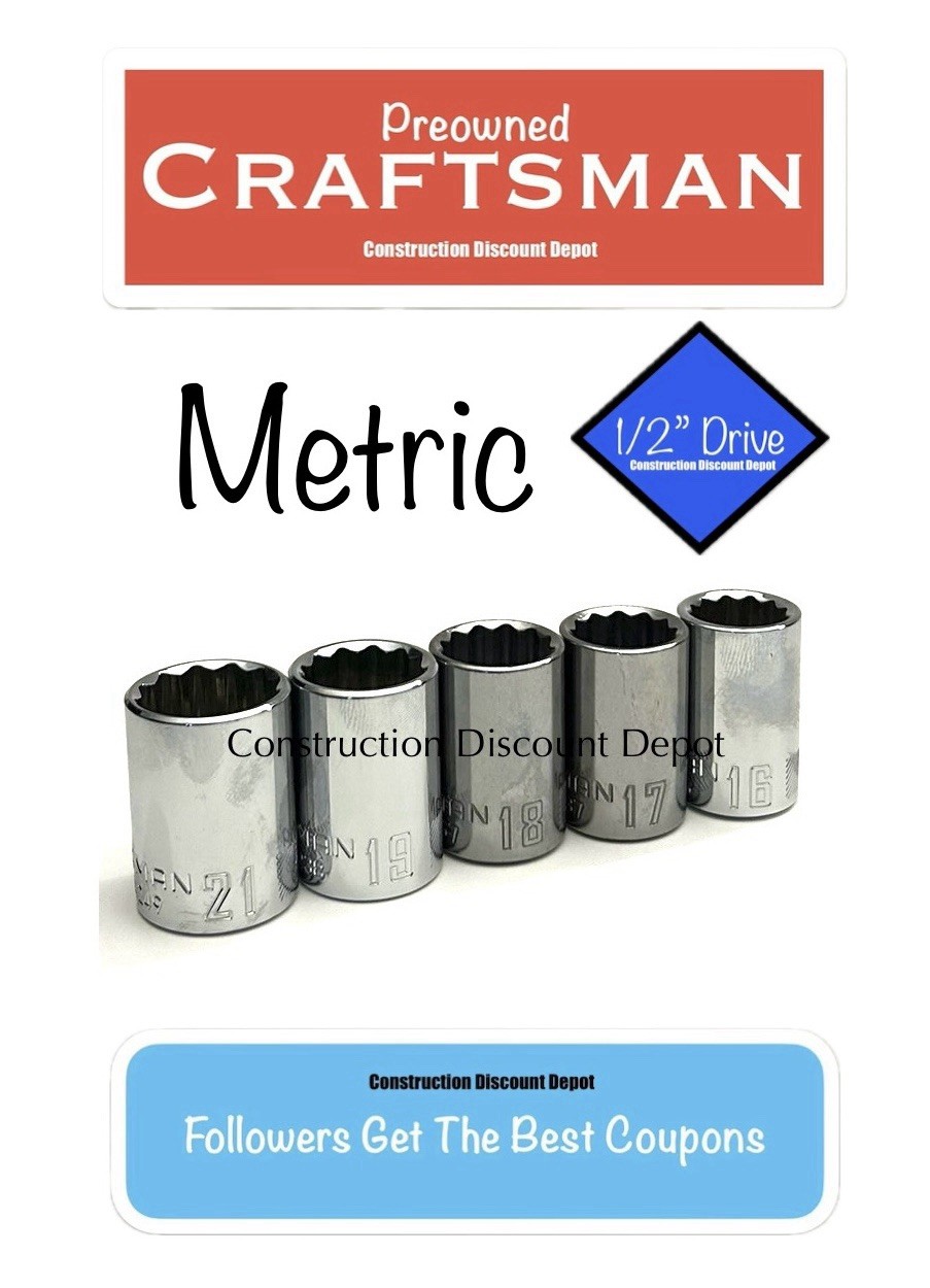 SURPLUS STOCK SALE Craftsman 1/2″ Drive Chrome Small Socket Set 12 Point Metric