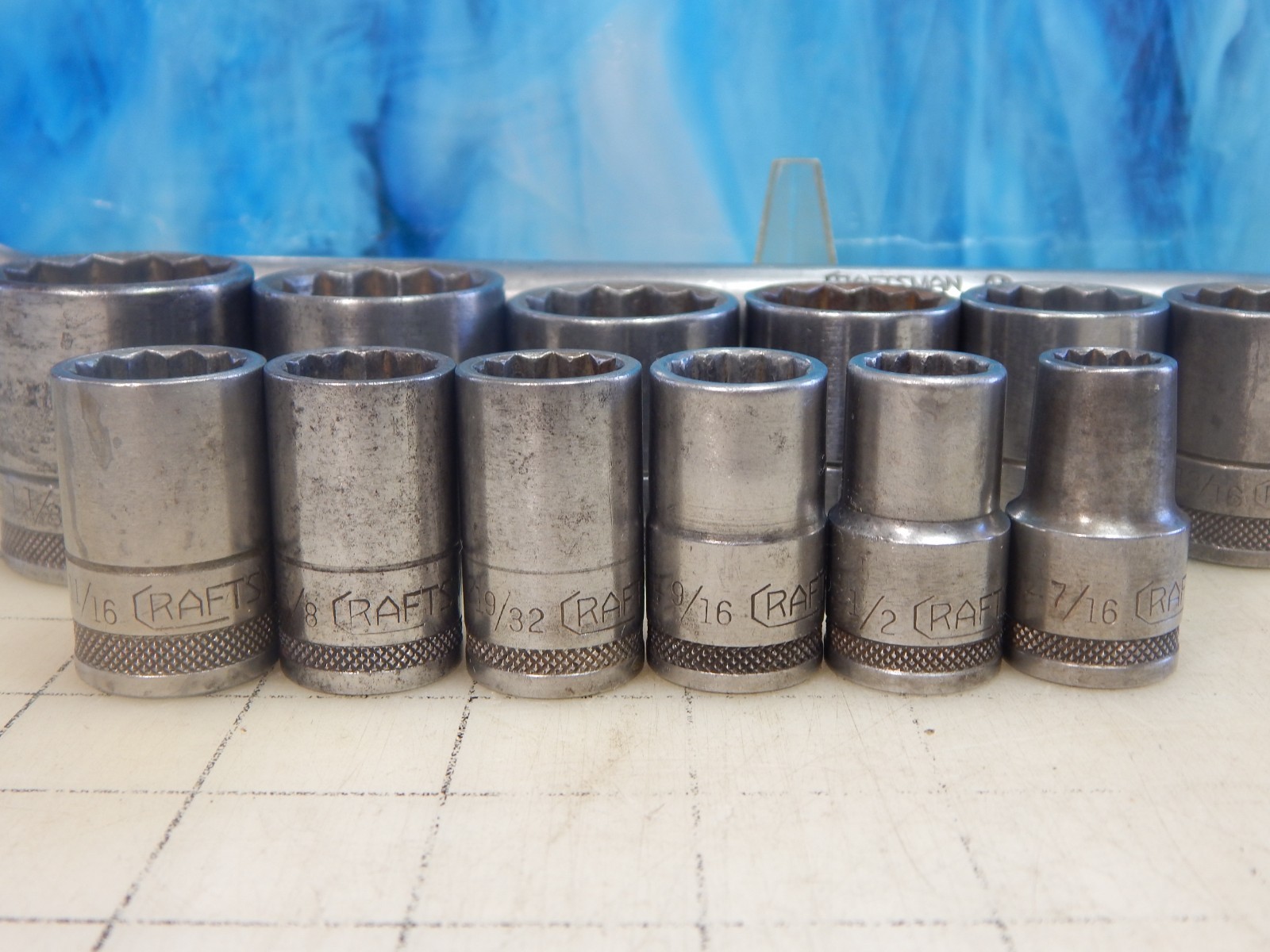Vintage 1940’s Craftsman 1/2″ Dr. 16pc Socket Set, Breaker Bar, ALL -H- Series