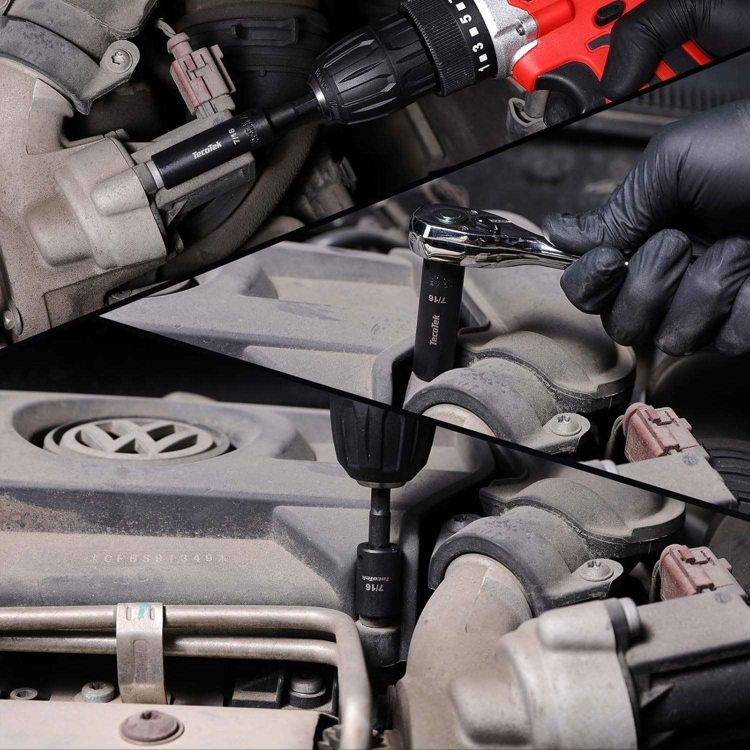 23 Pieces 1/4-Inch Drive Shallow and Deep 12-Point Impact Socket Set, CR-V, 5…