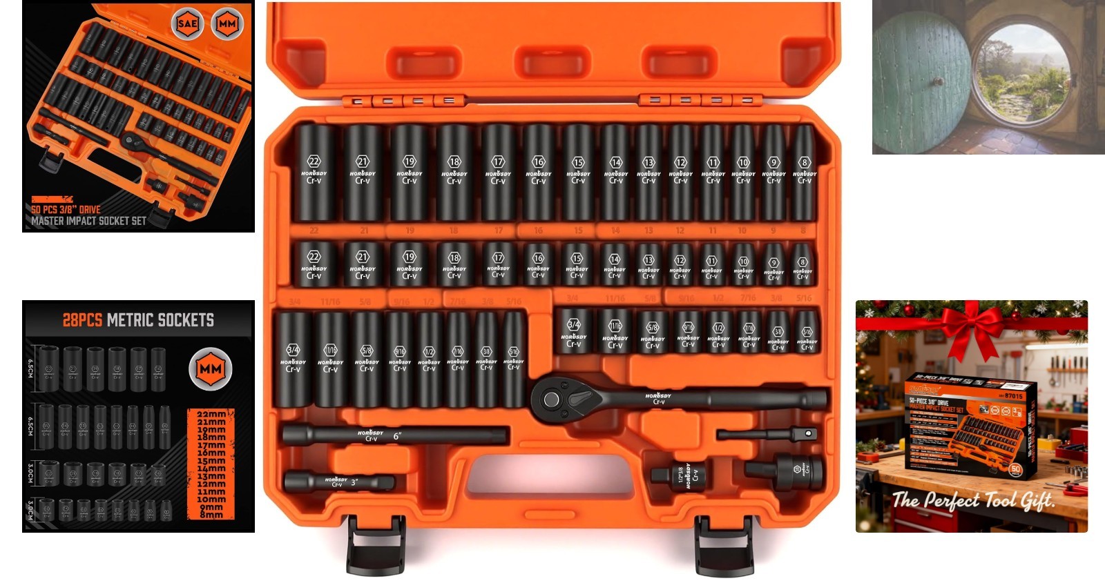 50-Piece High-Quality Chrome Vanadium 3/8″ Drive Socket Set with Extension Bar