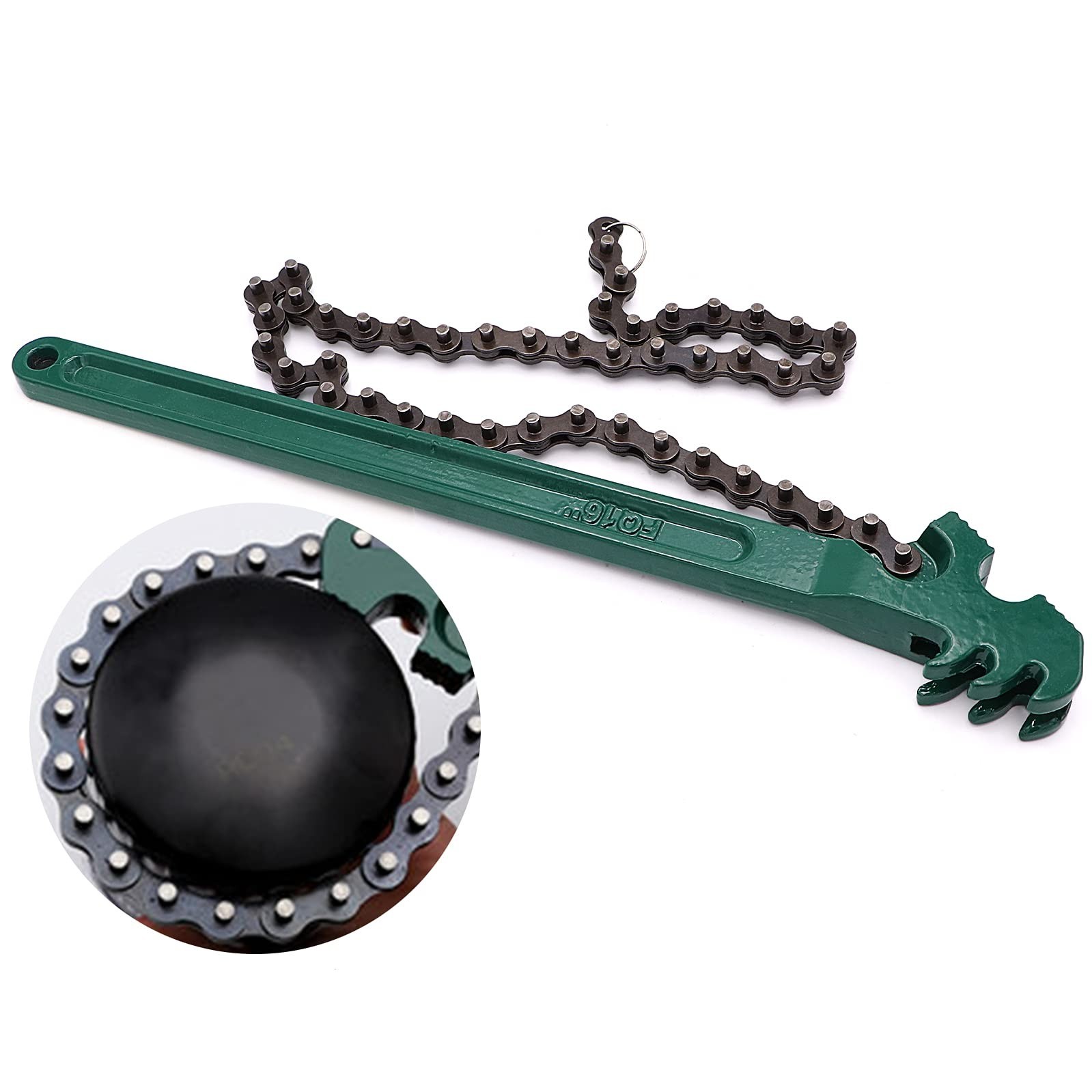16″ Heavy Duty Chain Wrench, 27″ Adjustable for 1.5″-7.5″ Pipe, Carbon Steel Too