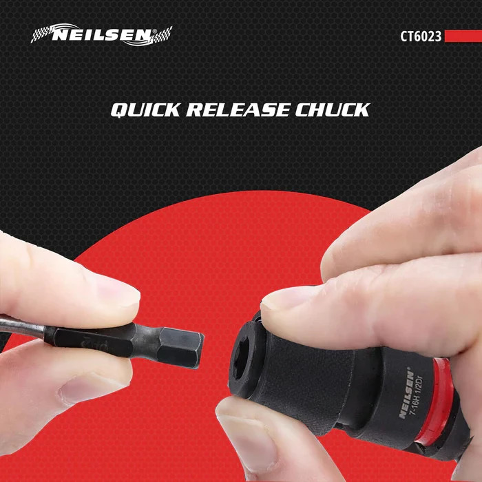 Neilsen 1/2″ Square To 7/16″ Hex Impact Bit Adaptor Quick Release Socket