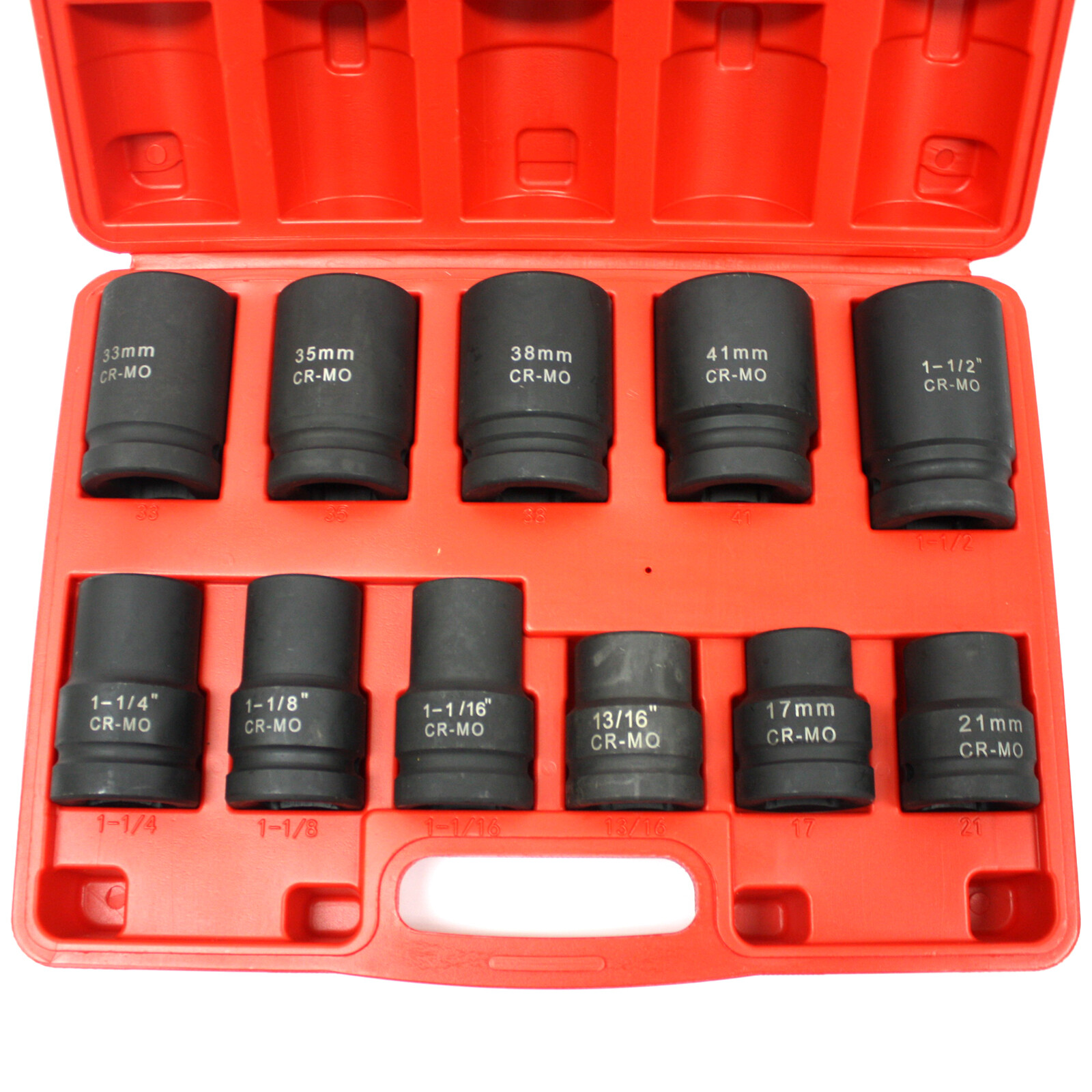 SAE & Metric 11pc 1″ Dr Heavy Duty Impact Socket Set for Truck Tractor Equipment