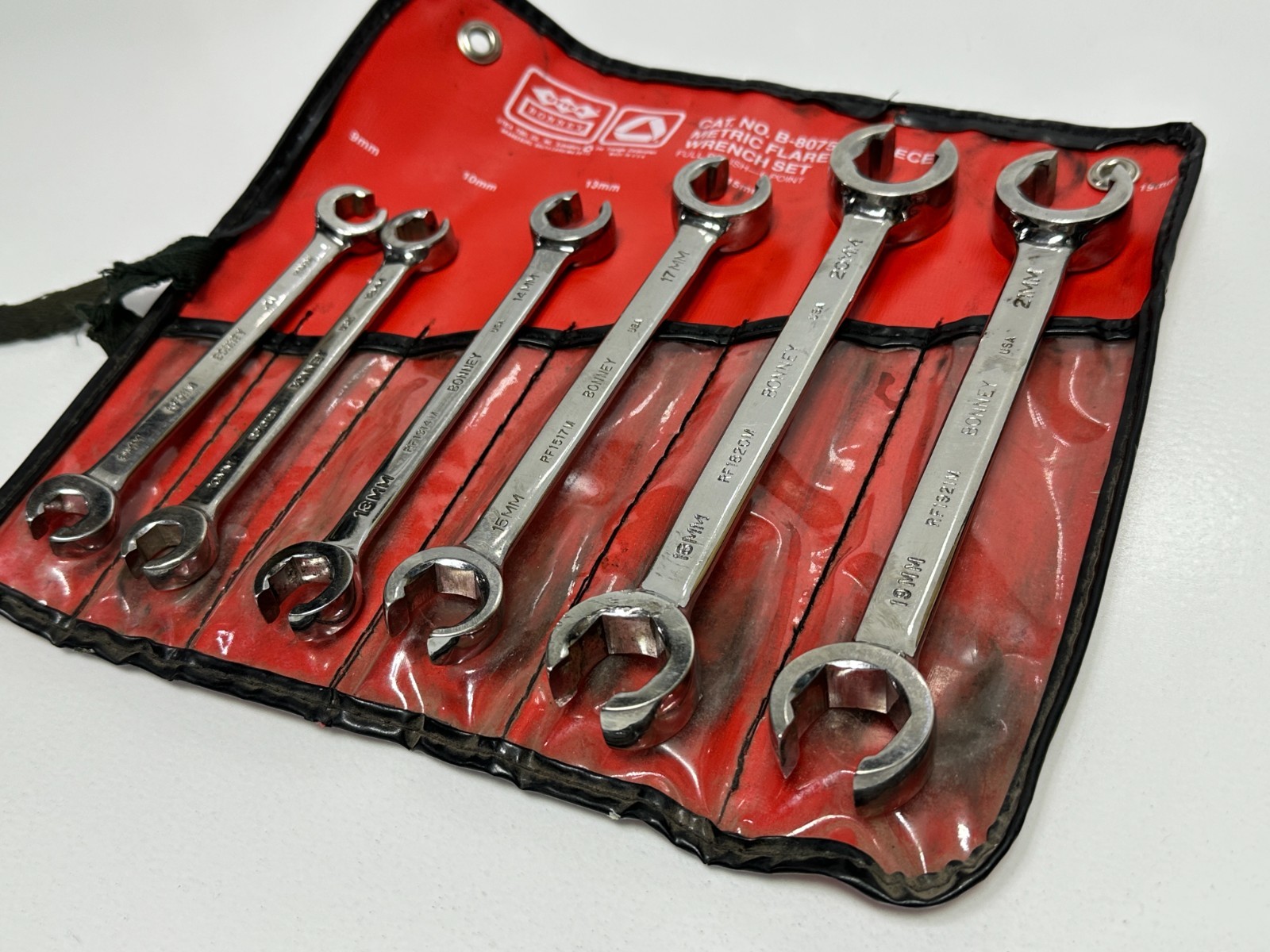 Bonney Tools USA 6pc Metric 9mm-21mm Flare Nut Line Wrench Set B-80753, Kit Bag