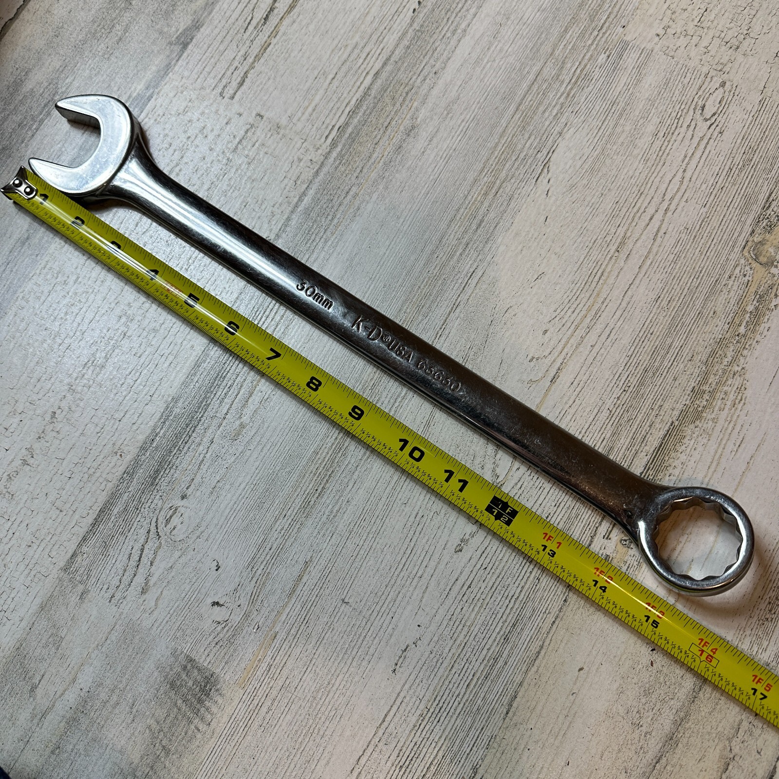 KD Tools USA 30mm Metric Combination Wrench 12 Point Full Polish 63630 Stamped