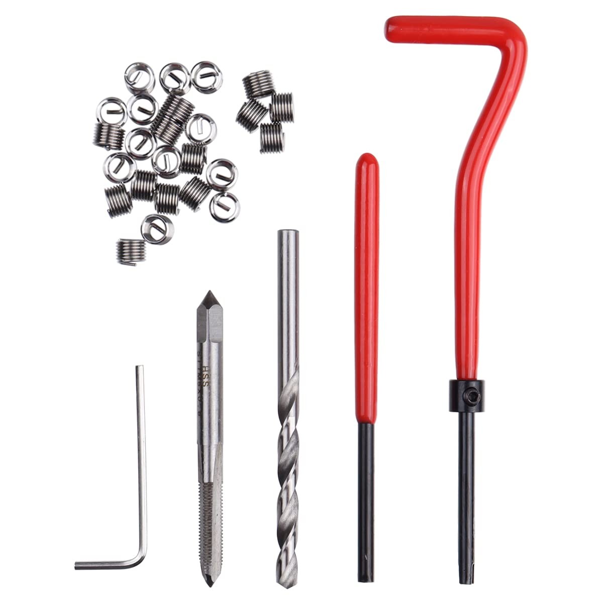 Thread Repair Kit M5 x 0.8 Helicoil 30pcs Stainless Steel Tool For Damaged Threa