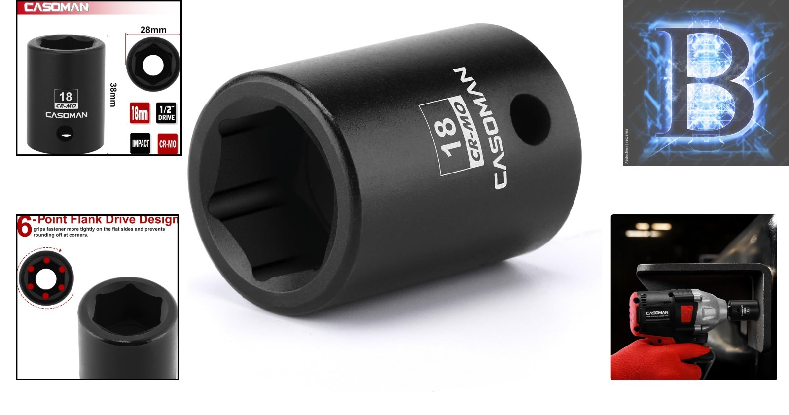 Durable 18mm 1/2″ Drive Impact Socket – Chrome Molybdenum Steel, 6-Point Design