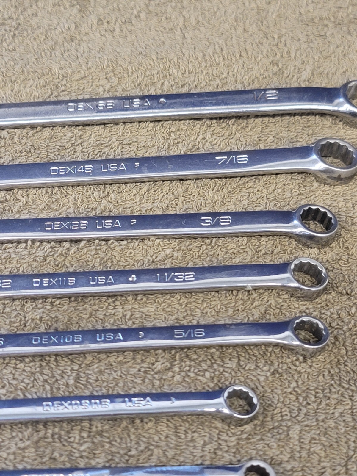 Snap on OEX Combination Wrench Set Sae 1″ 7/8 13/16 3/4 11/16 5/8 9/16 1/2 3/8