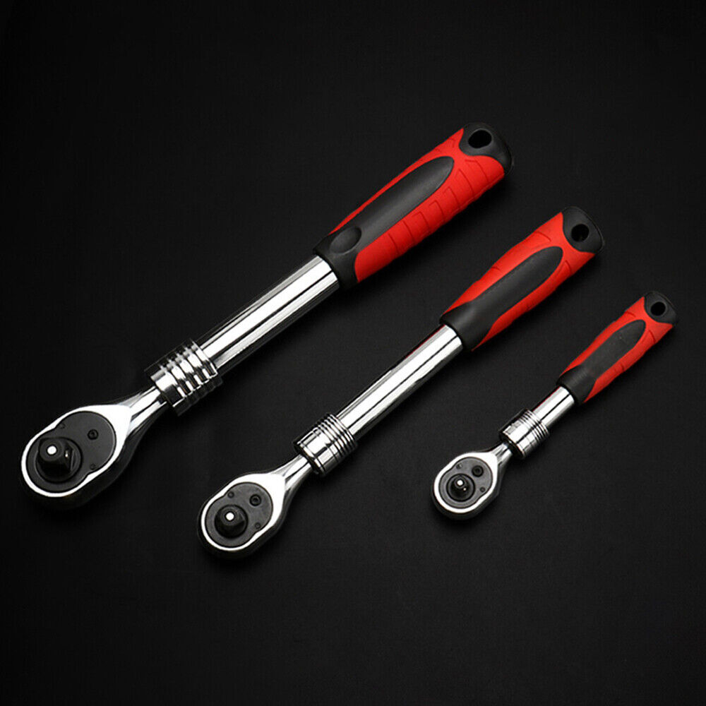 Flexible Ratchet Handle Socket Wrench Swivel Tool Set 1/4″ 3/8″ 1/2″ 72 Tooth