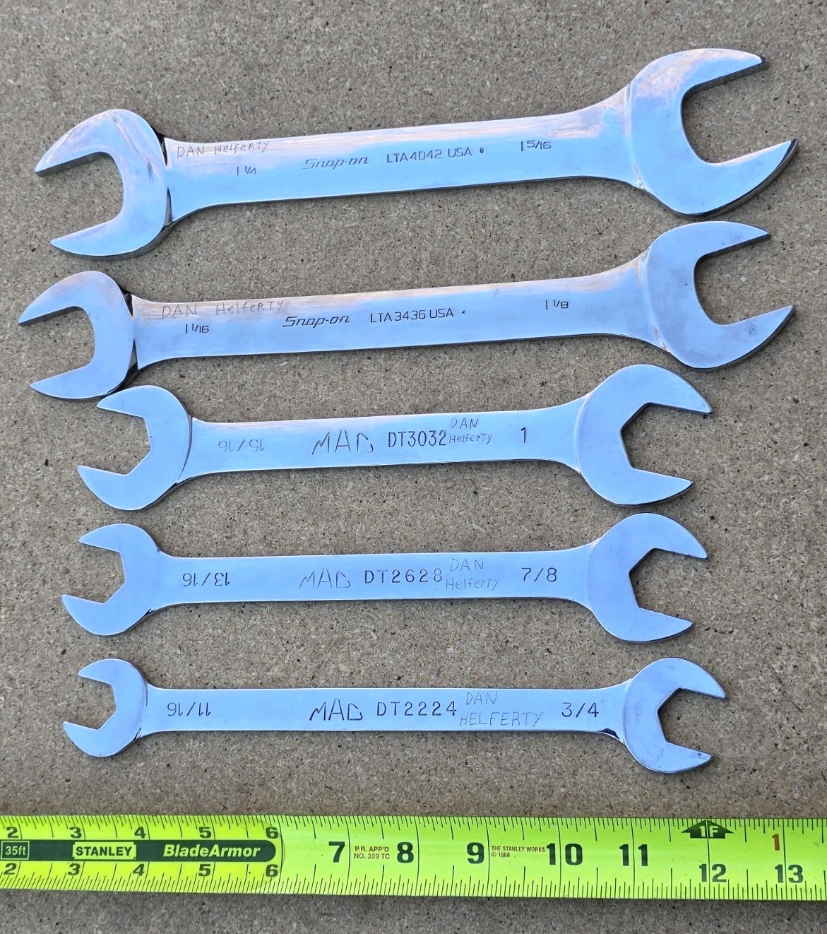 Snap On & MAC SAE Open End Wrench LTA & DT Thin Slimline Wrenches