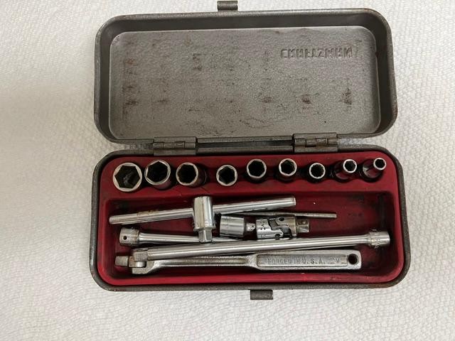 Vintage Craftsman 1/4” SAE =V= Socket set with Accessories and METAL CASE