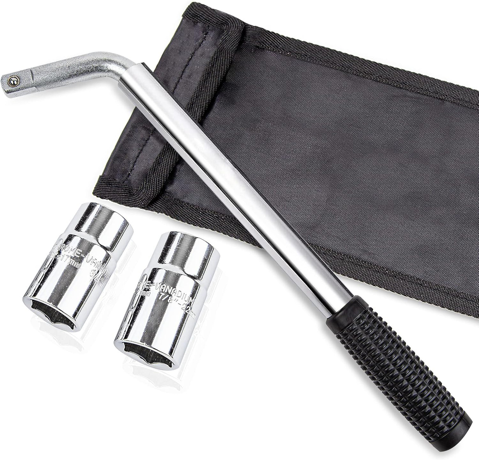 Telescoping Lug Wrench with CR-V Sockets 17/19/21/22mm Extendable Wheel Wrench