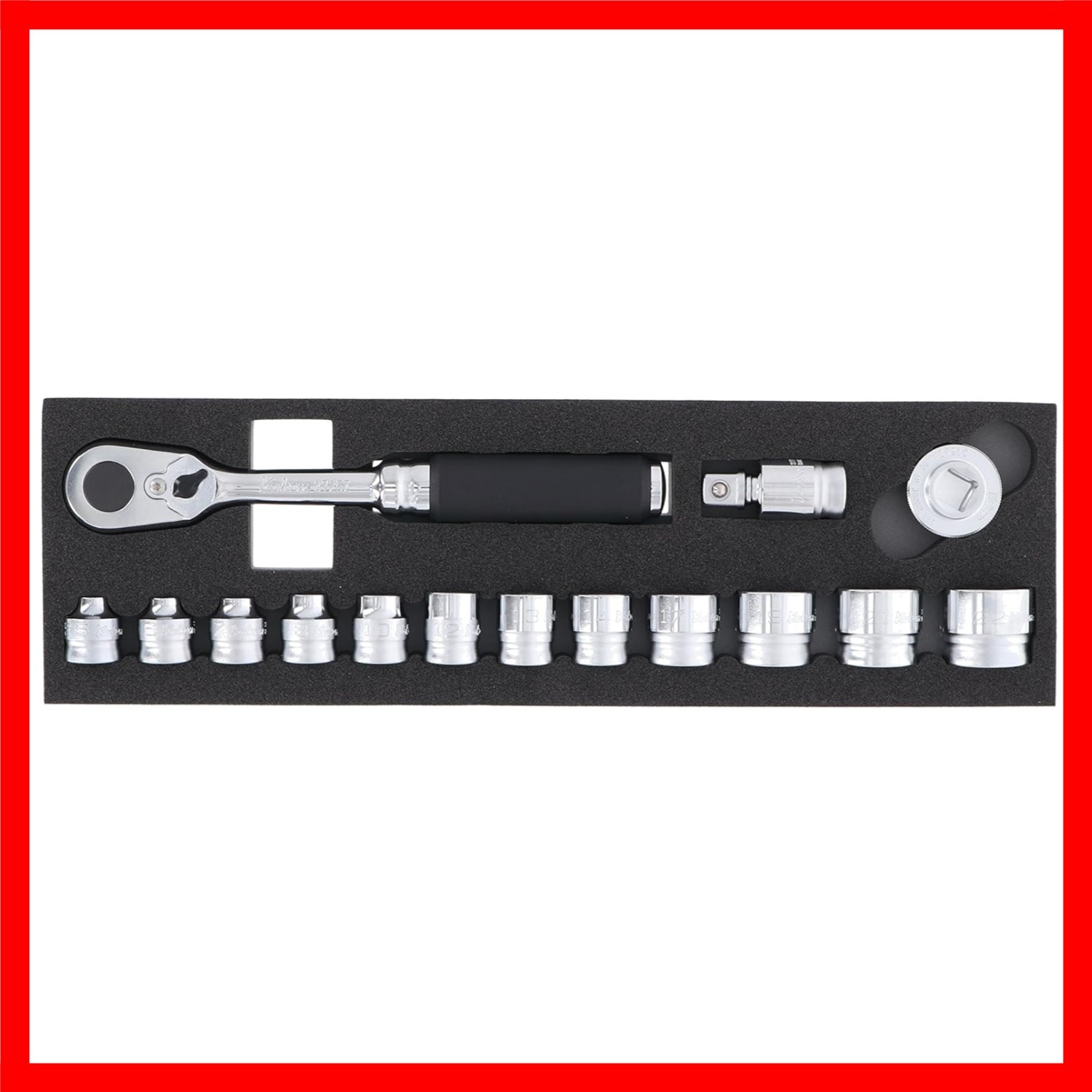 Koken 15-Piece Z-Series 3/8″ Drive Metric Socket Set, 5.5-22mm