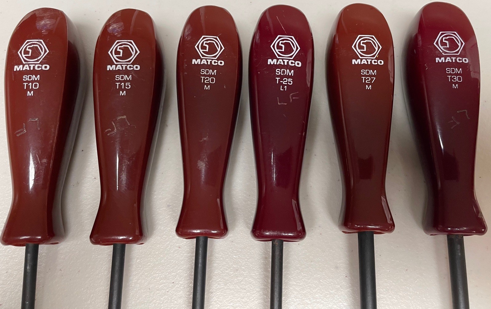 Matco Tools SDM Torx Driver set T10 T15 T20 T25 T27 T30 Lot of 6 – Hard Handles