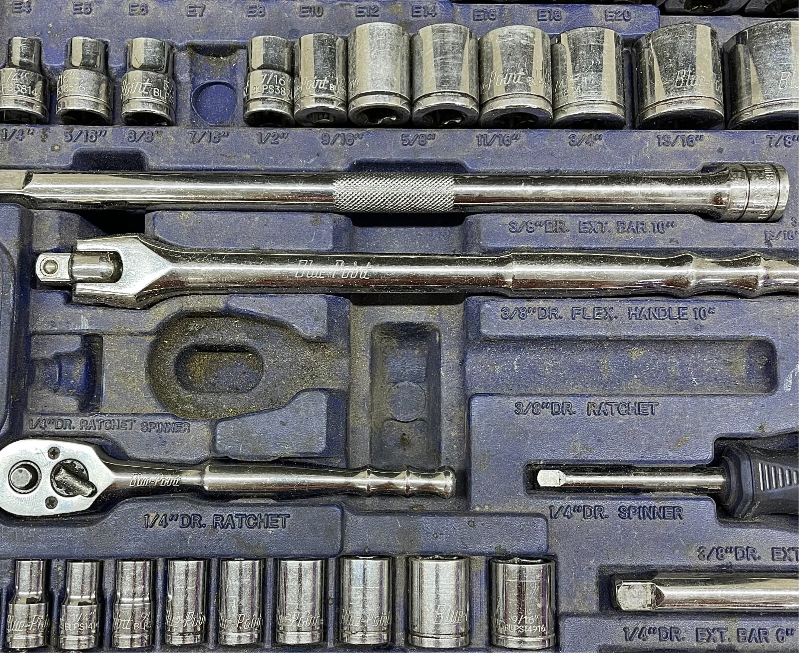 Blue Point 100pc 1/4″ & 3/8″ Dr General Service Set BLPGSSC100B (MISSING 9PCS)