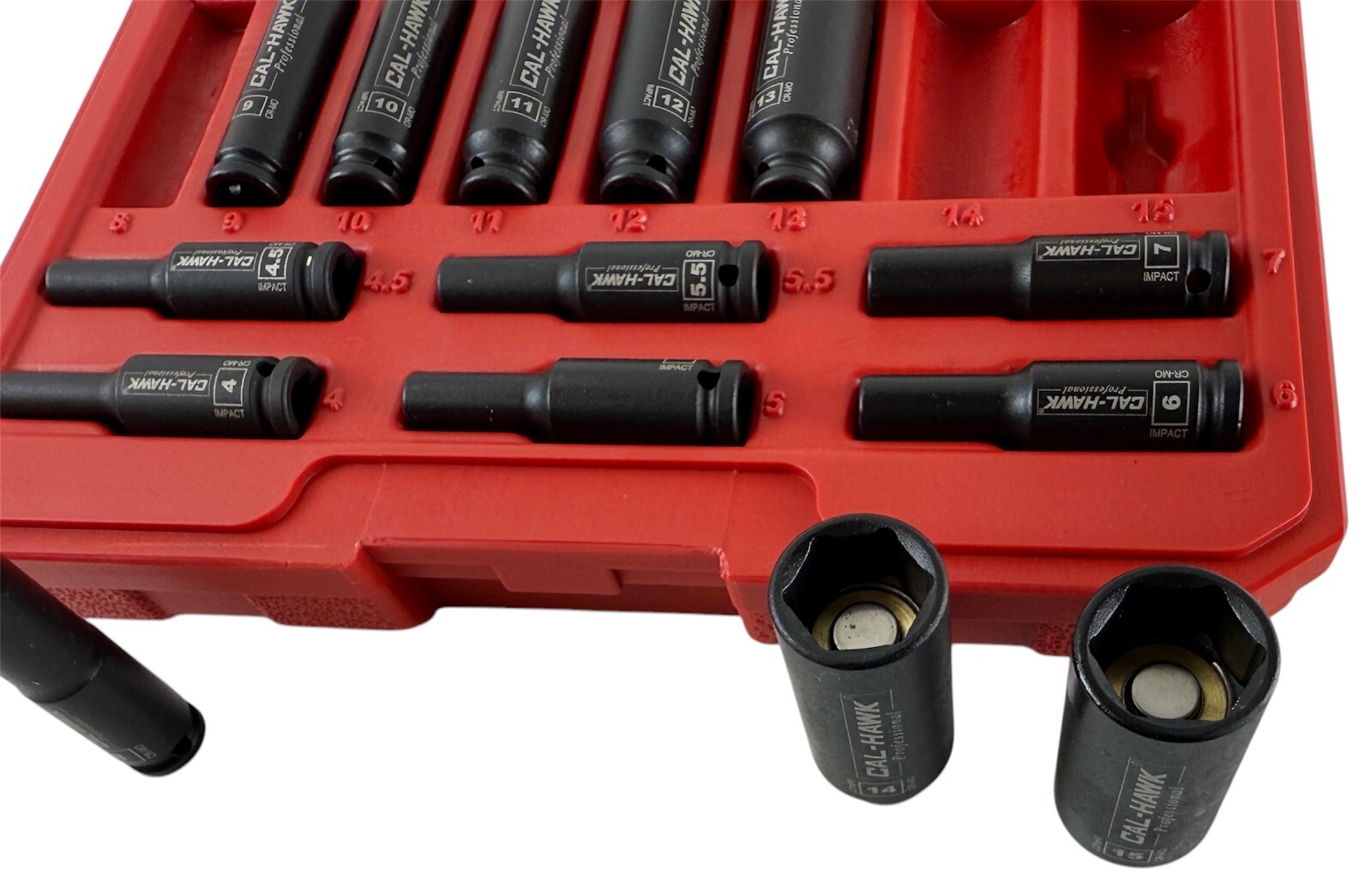 14PC 1/4″ Drive Magnetic Deep Impact Socket Set Metric CR-MO 4-15MM W/ CASE