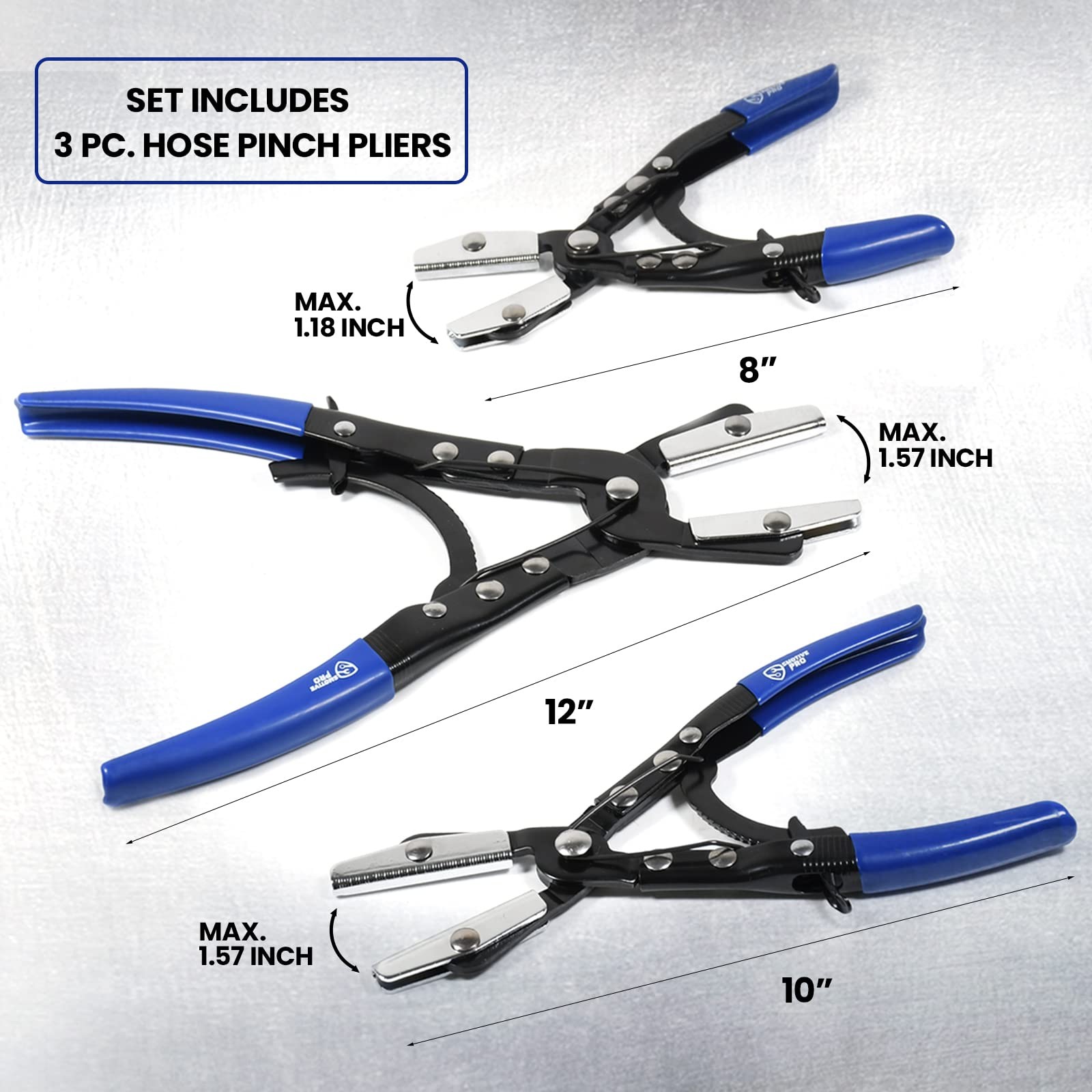 3pcs Ratcheting Hose Pinch Off Pliers Set 8″ 10″ 12″ Automotive Tools