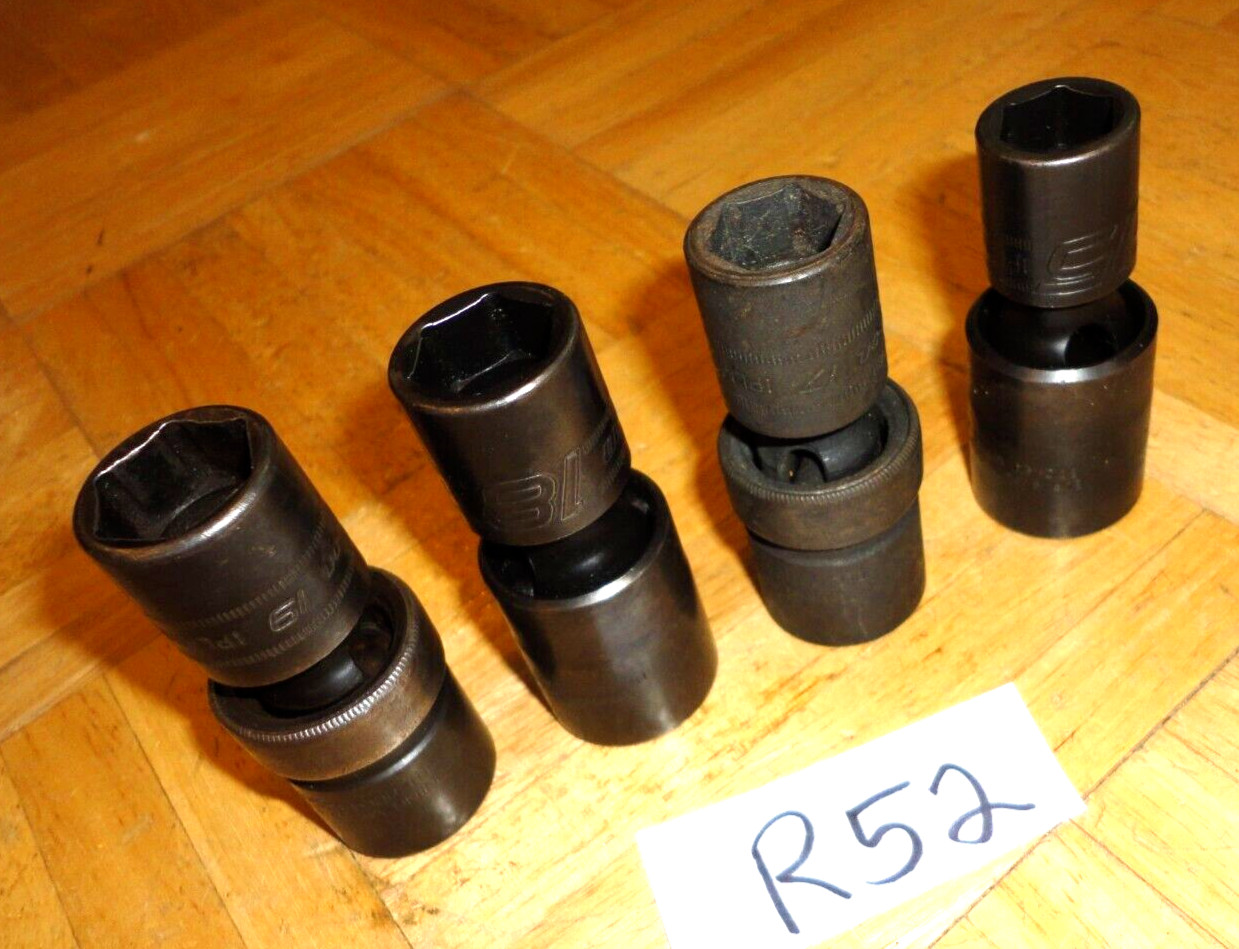 SNAP-ON TOOLS UNUSED 4 PIECE 1/2 DR. METRIC SWIVEL IMPACT SOCKETS 15, 17, 18, 19