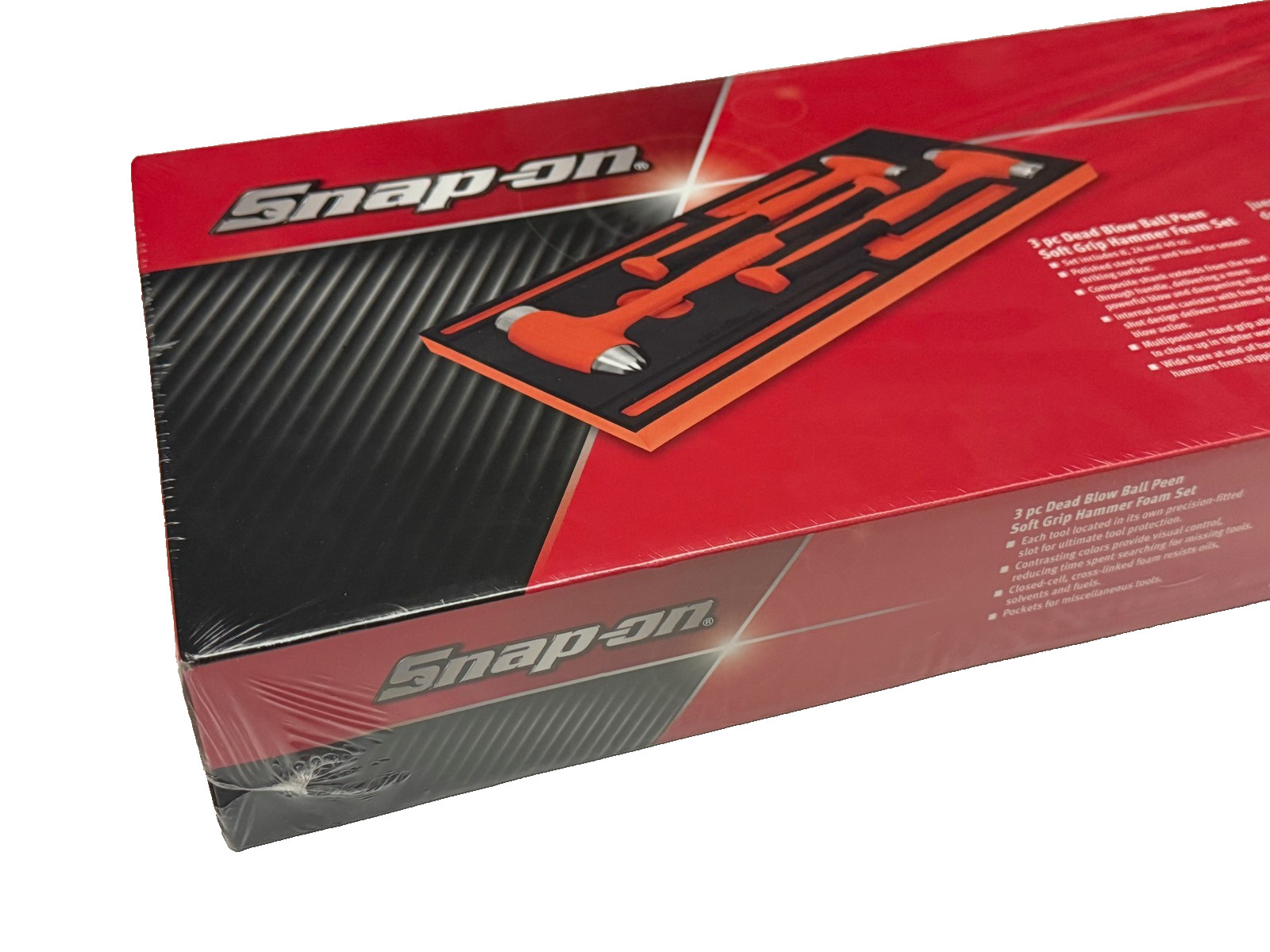 Snap On Orange 8 24 40oz 3pc Dead Blow Ball Peen Soft Grip Hammer Foam Set