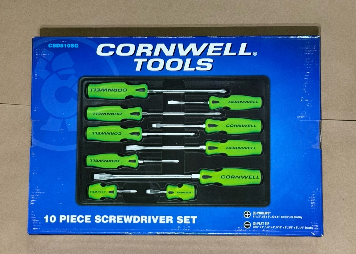 New Cornwell Tools 10pc Screwdriver Set CSD810SG