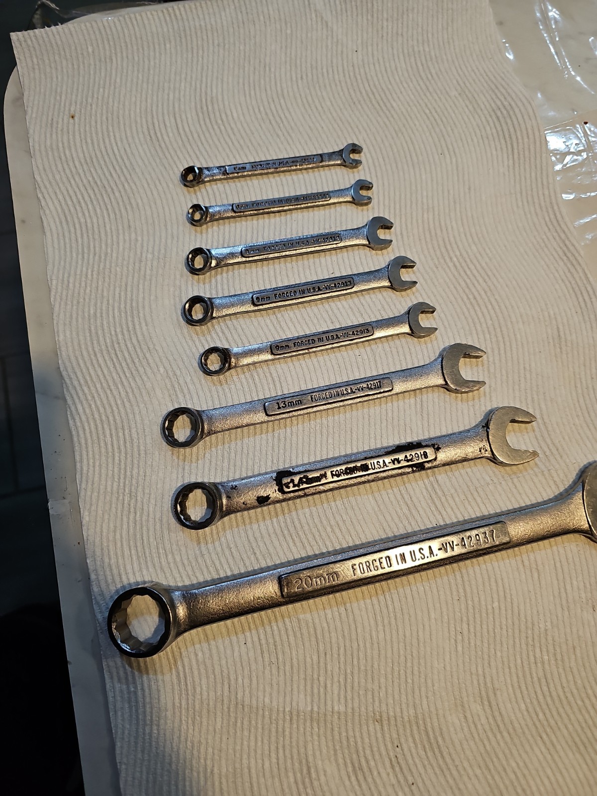 Vintage Craftsman USA -VV- Metric Wrench Lot 6mm 8mm 9mm 13mm 14mm 20mm 9-Pc