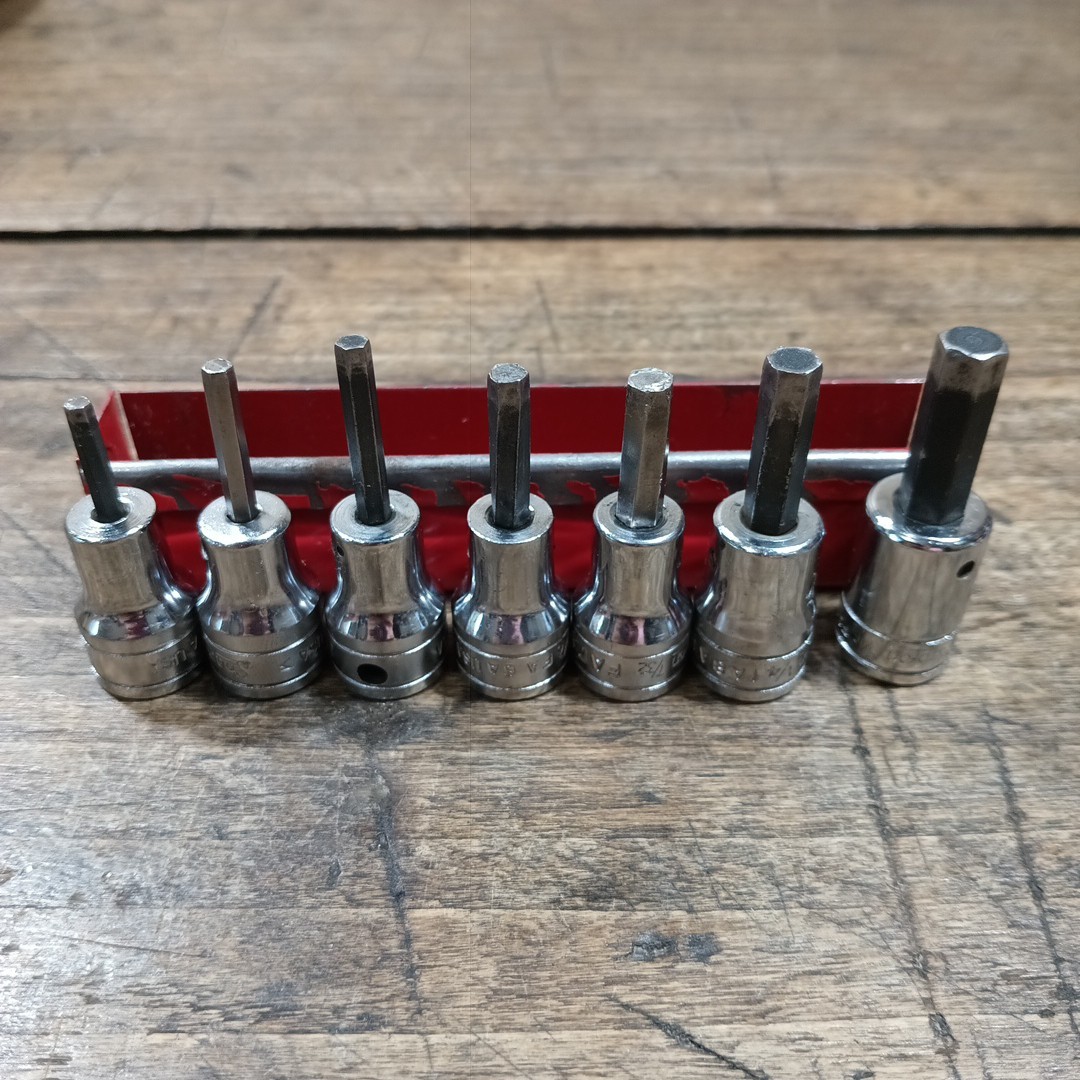 Snap-On Hex Bit Sockets 3/8 Drive FA4A FA4.5A FA5A FA6A FA7A FA8A FA10 Metal Cas