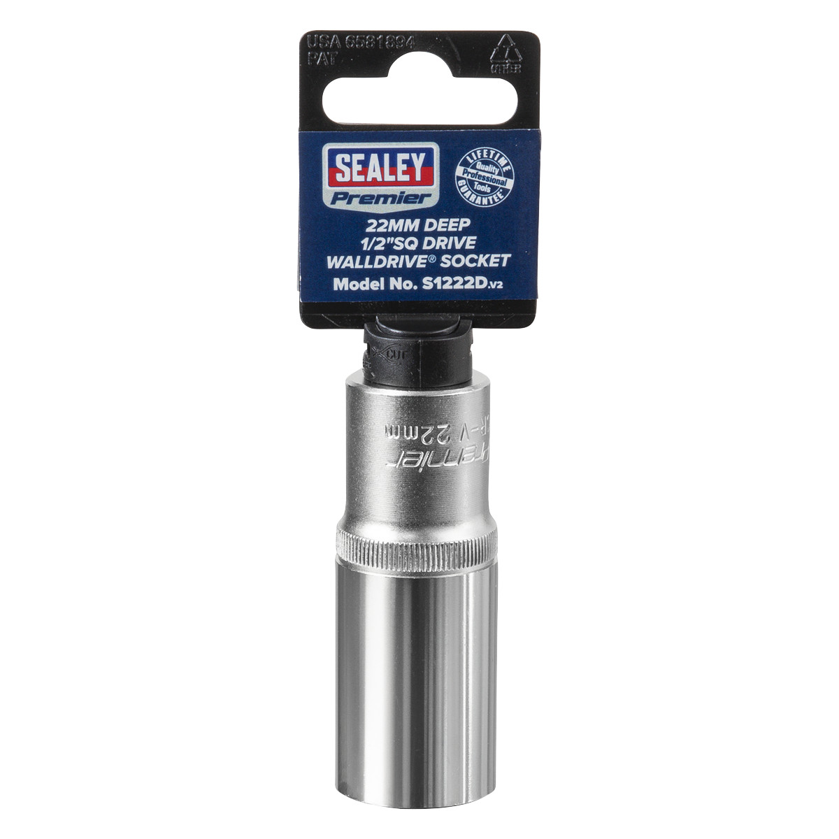 Sealey WallDrive Socket 22mm Deep 1/2″ Square Drive Chrome Vanadium Steel S1222D