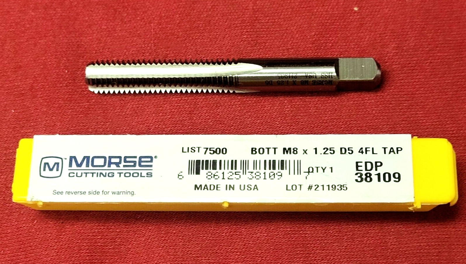 M8 X 1.25 8MM Bottom Tap Morse MT3838109 Hand Tap USA D5 Metric