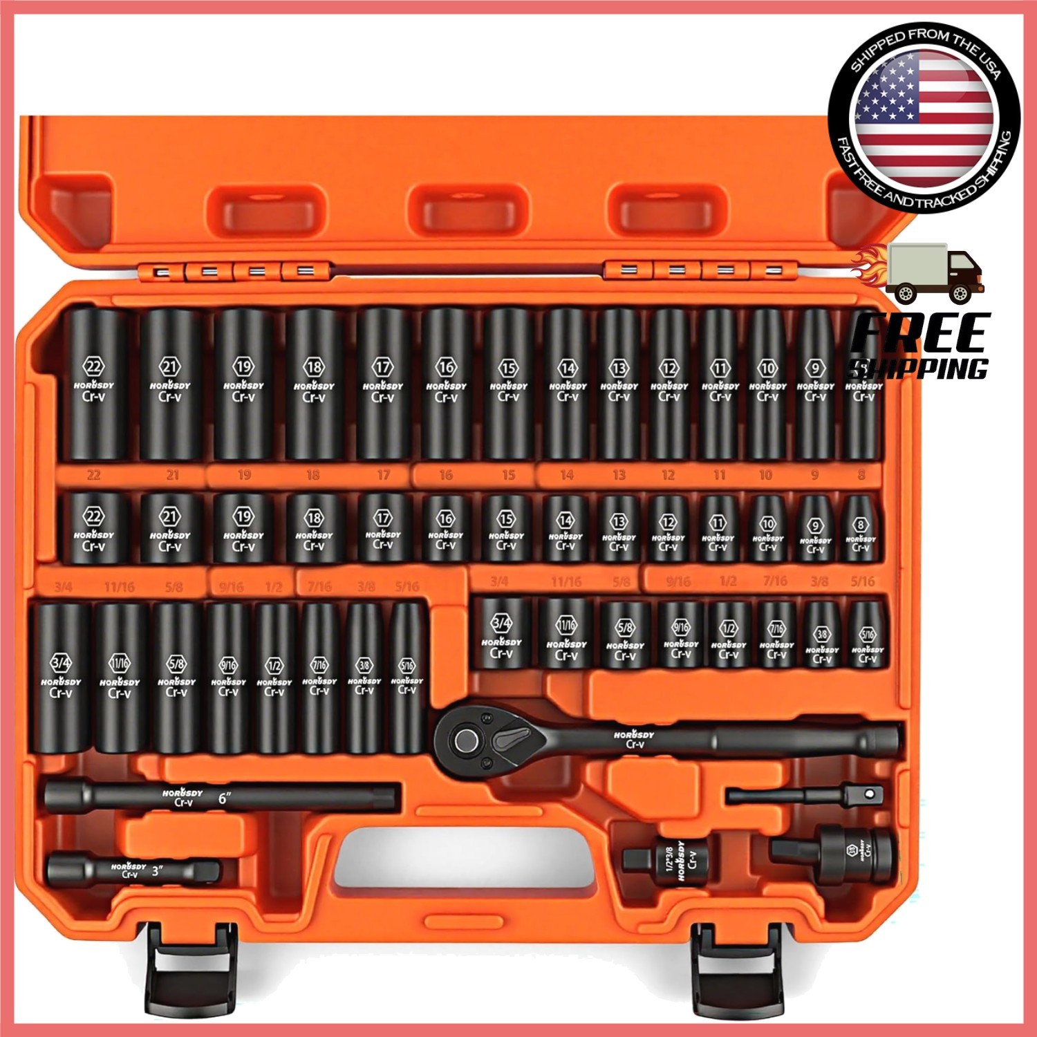 Complete 3/8-Inch Drive Socket Set – 50-Piece Corrosion-Resistant Tool Kit