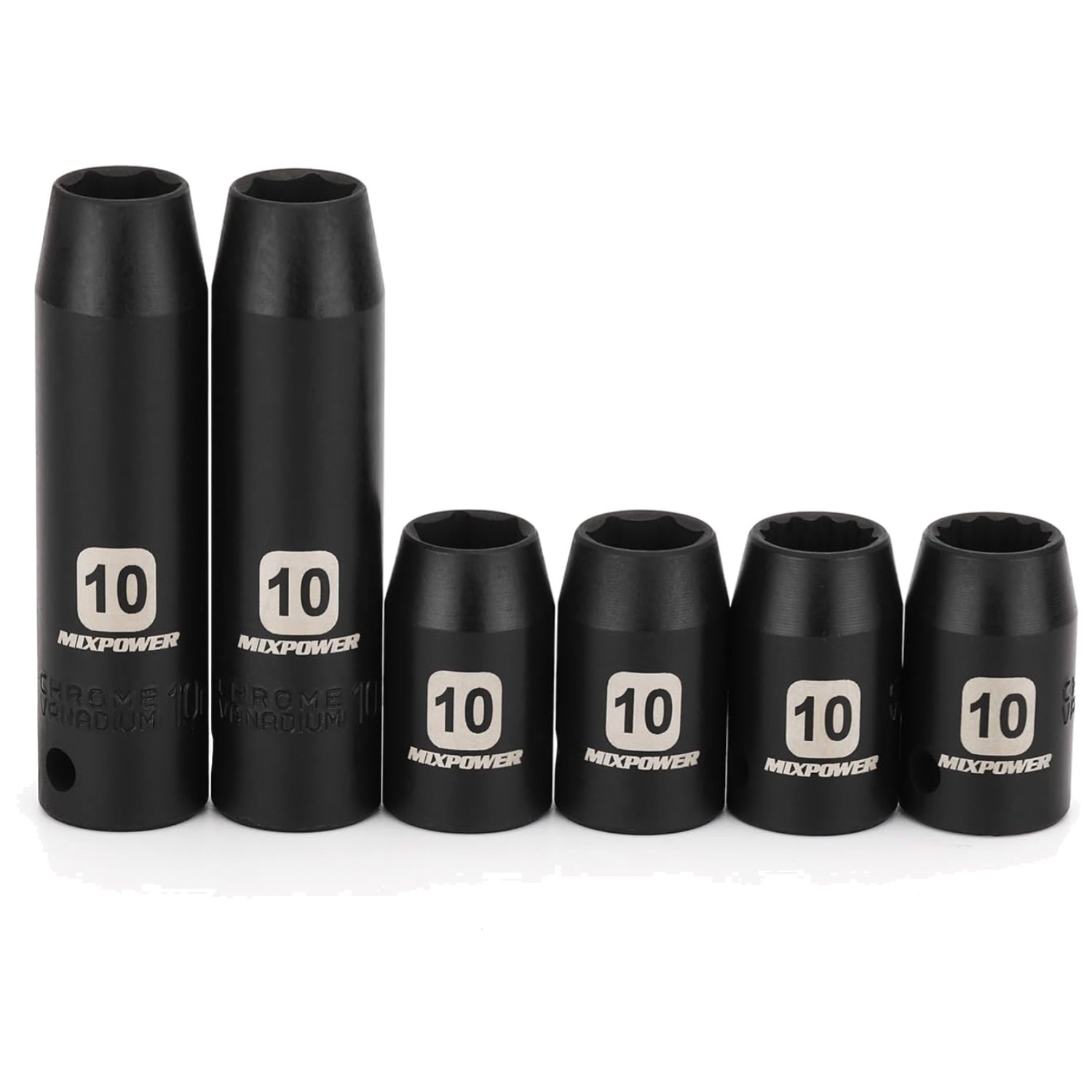 10mm Deep Shallow Socket 6PCS 3/8″ Drive 6 Point 12 Point CR-V