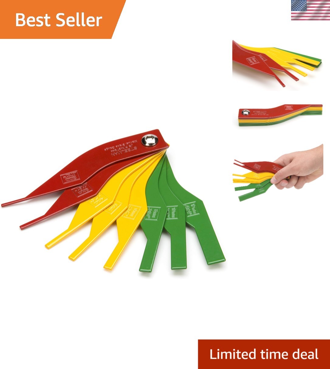 Professional Brake Pad Thickness Gauge Set – 8 Color-Coded Blades for Mechanics