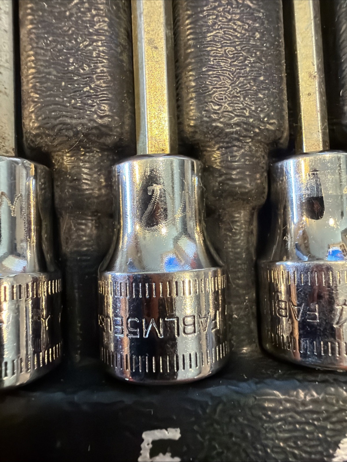 Snap-on 6pc 4mm-10mm Metric Long Hex Bit Socket Set 3/8 Dr 206EFABLM ENGRAVED