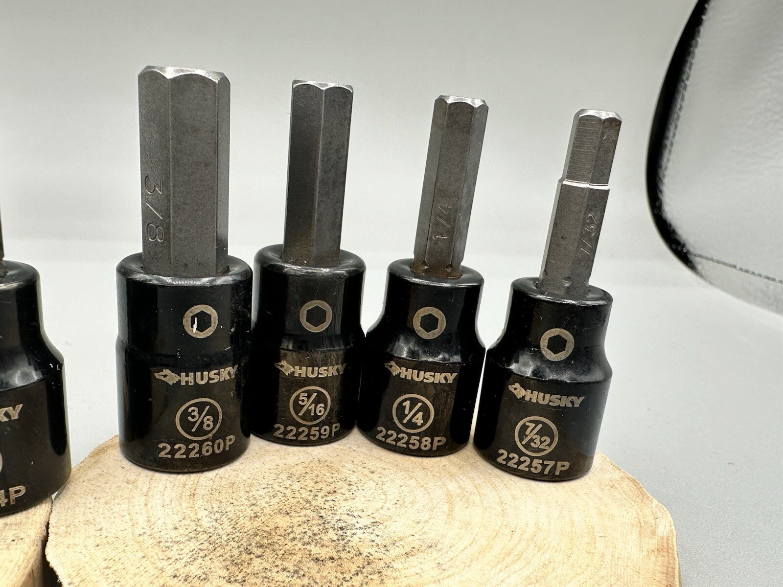 Lot Of 9 Husky Hex, Phillips And Flat Head 3/8 Drive Bits Gloss Black