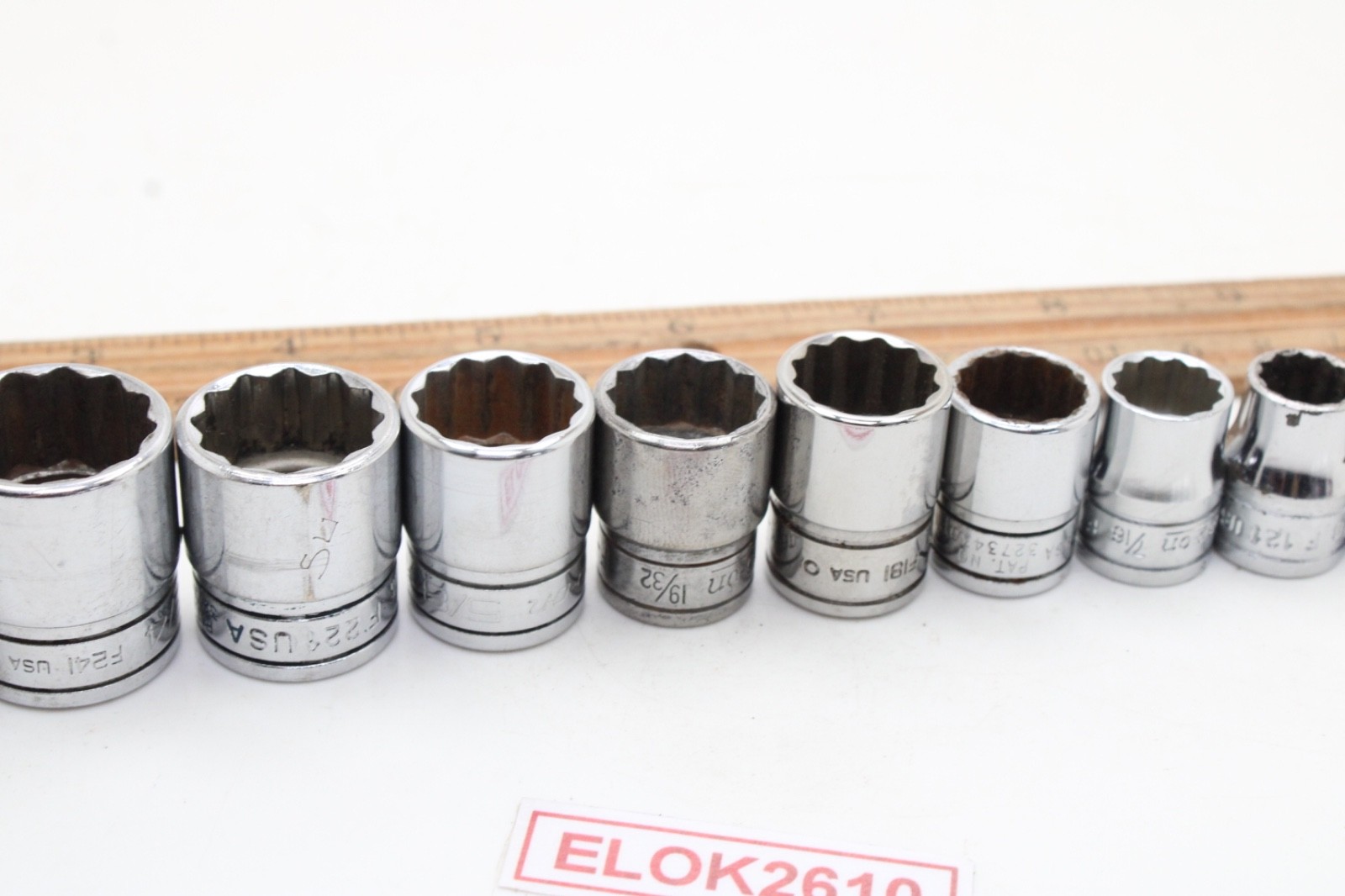 Snap-on F081 – F281 1/4-7/8″ 3/8″ Drive 12 Point 12 Piece SAE Chrome Set USA
