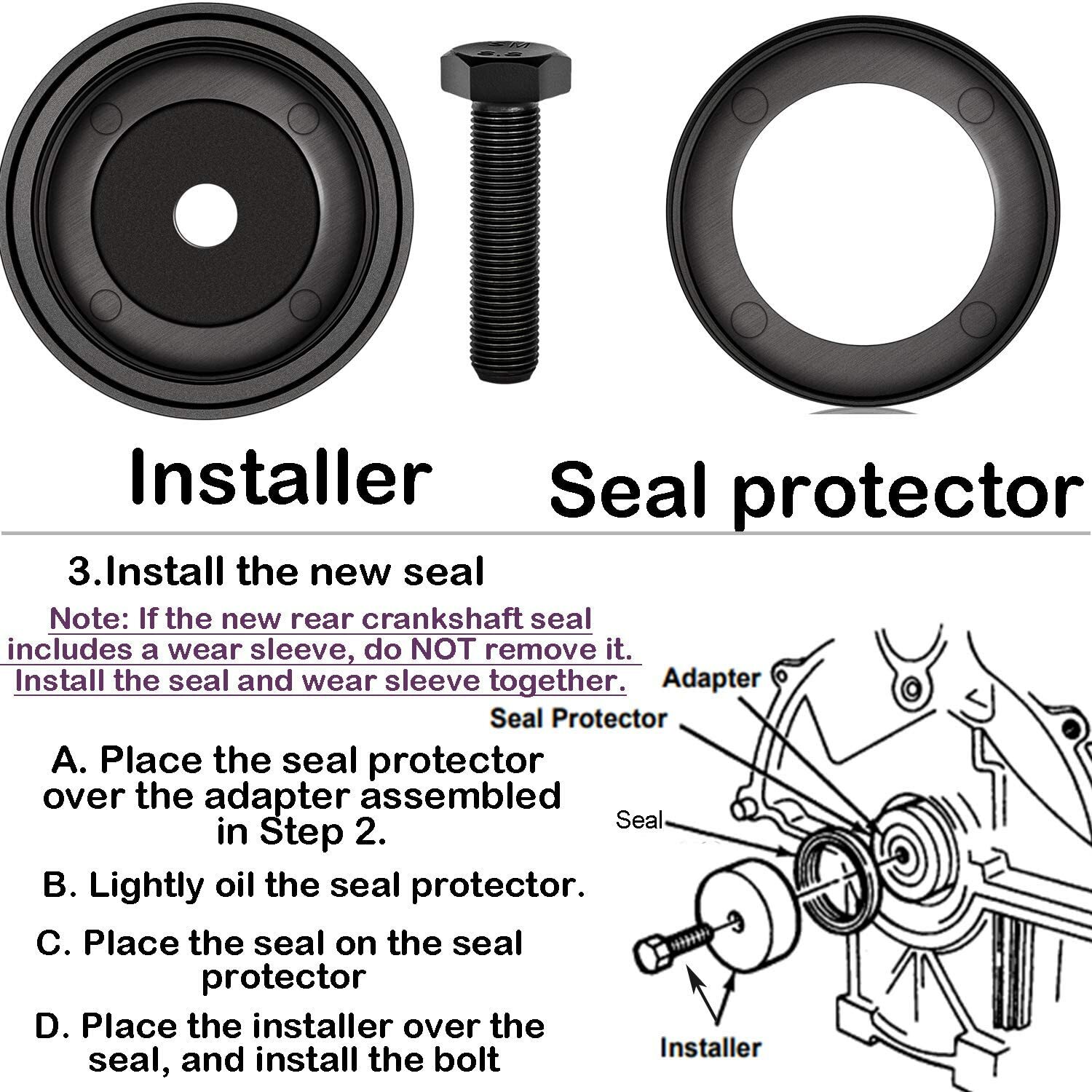 7834 Rear Crankshaft Seal Installer for Ford Aerostar w/4.0L V6 Engine 1993–1997