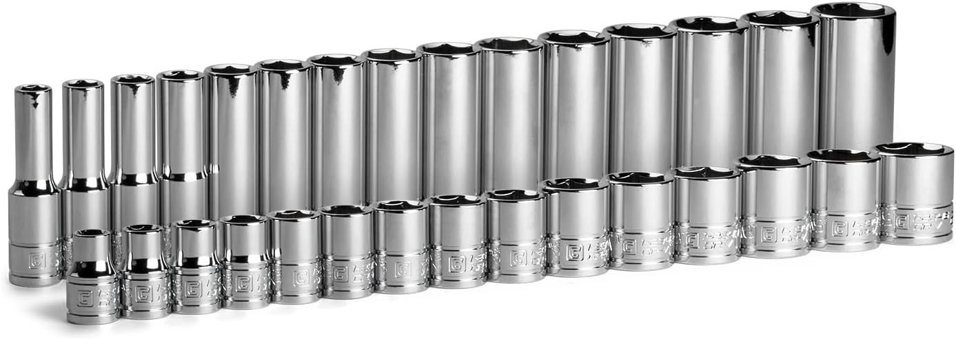 3/8 in. Drive Shallow and Deep 6-Point Socket Set Metric 30-Piece