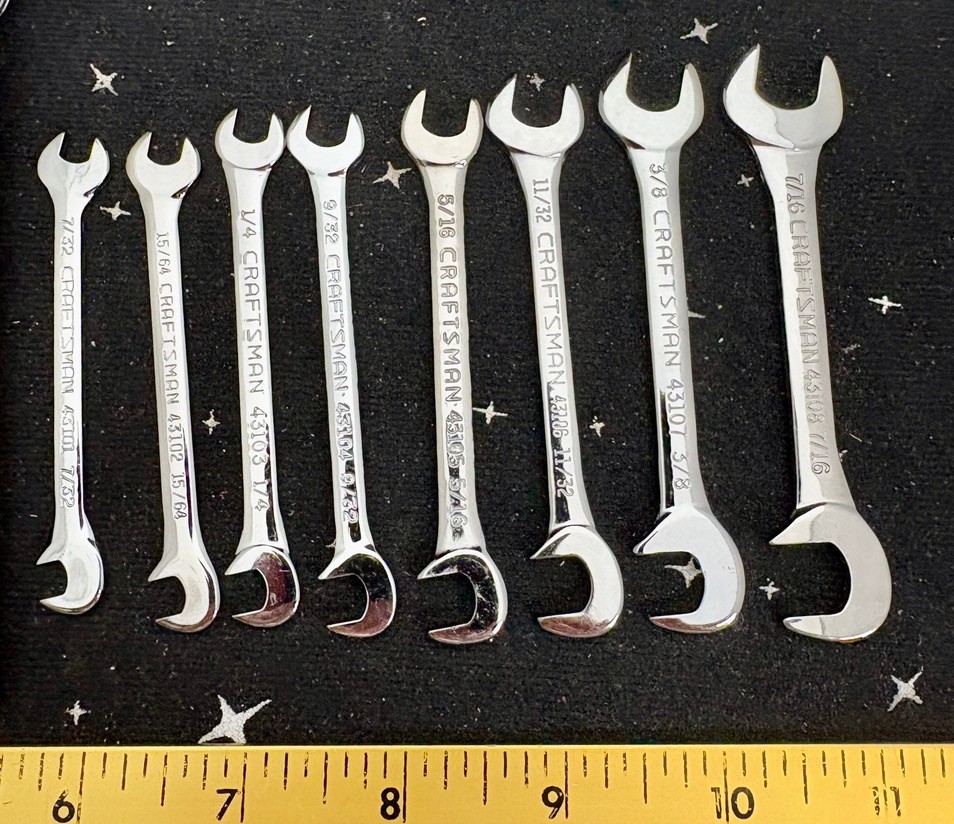 VTG Unused Craftsman 8-Piece Open End Ignition Wrench Set W/Vinyl Pouch USA