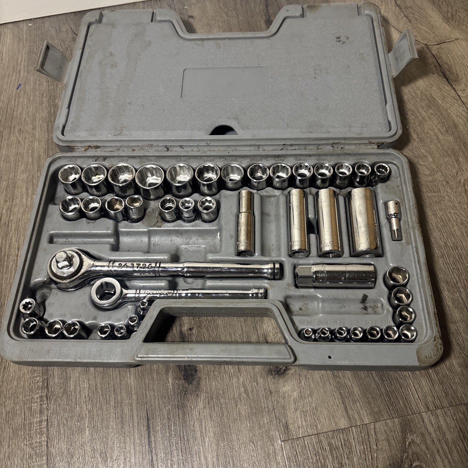 Craftsman 1/4″ 3/8″ Drive Standard SAE Metric MM Sockets Ratchet Set Vintage USA