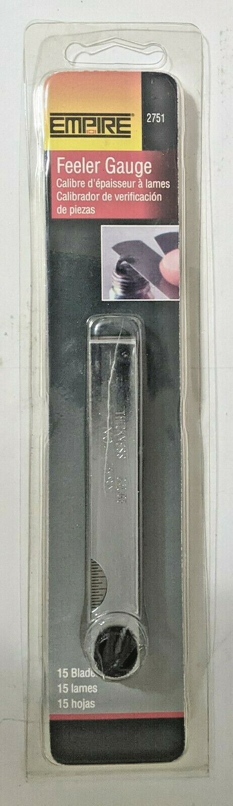 FEELER GAUGE SET | 3.00″ STEEL RULE | 15 BLADES .002 -.025 EMPIRE (QTY: 1) NOS