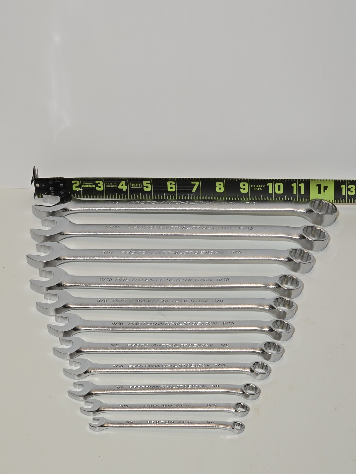 🇺🇸 NEW! PROTO USA ASD Anti-Slip 11 Pc. SAE Satin Chrome Combination Wrench Set